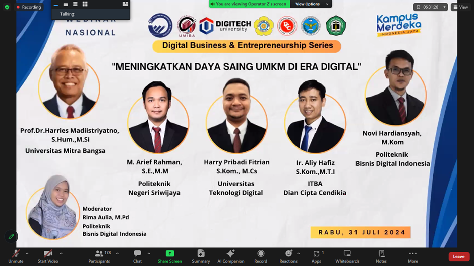 Lembaga Penjaminan Mutu Politeknik Bisnis Digital Indonesia Apresiasi Kegiatan Webinar dalam Mendukung Suasana Akademik